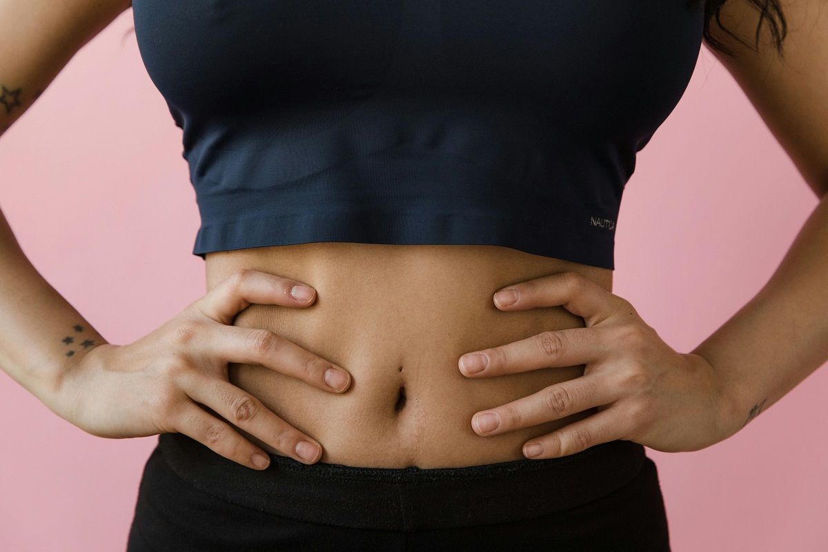 close-up of a fit woman's tummy